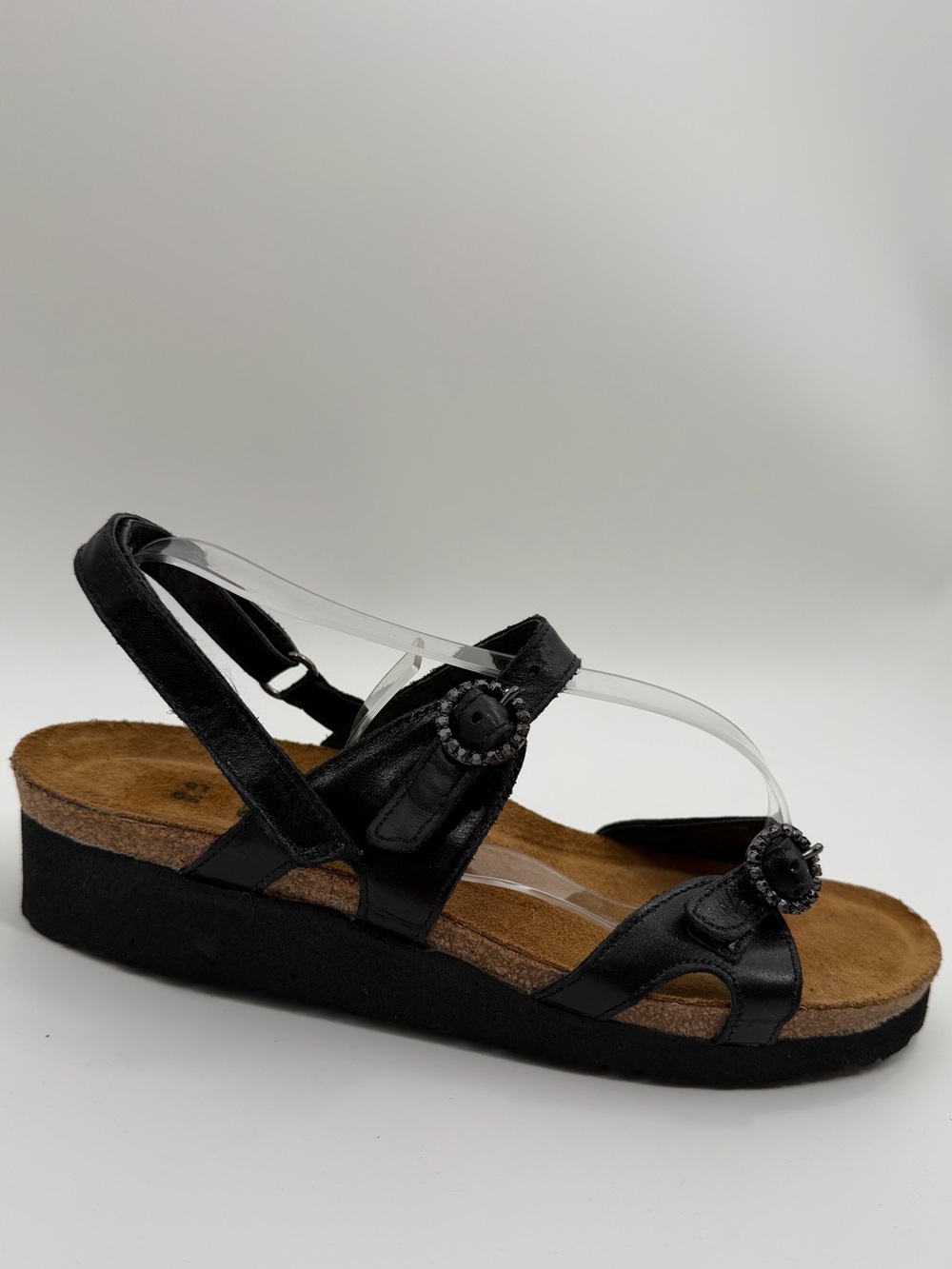 Naot Pamela Black Upper Cork Wedges
